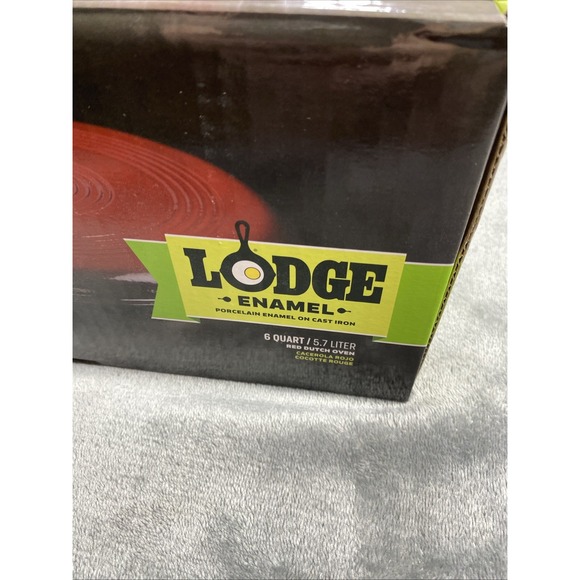 Lodge Porcelain Enamel Cast Iron Dutch Oven Lid With Handles Red 6 Quarts NIB - Picture 5 of 7